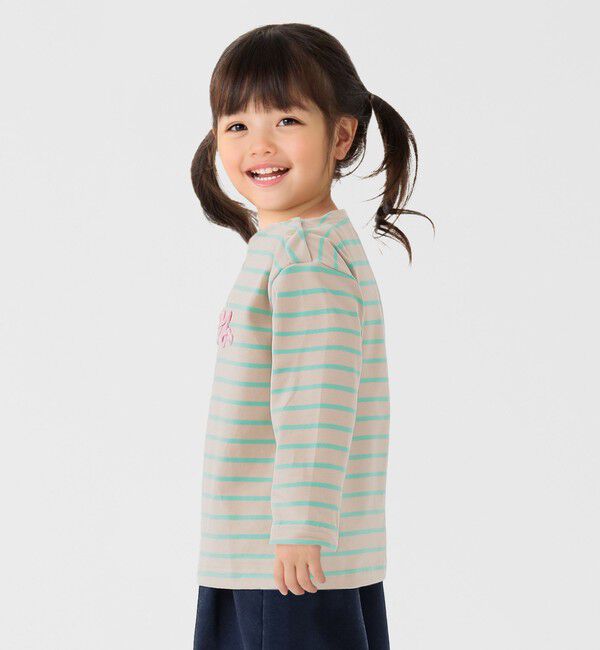 SHIPS Colors 「SHIPS Colors:80～130cm /〈洗濯機可能〉ボーダー ロゴ 刺繍 ロンT」|Tシャツ・カットソー|