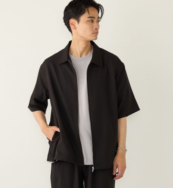 SHIPS Colors 「SHIPS Colors:〈吸水速乾・洗濯機可能〉2WAY ストレッチ ジップ シャツ◇」|シャツ・ブラウス|ブラック
