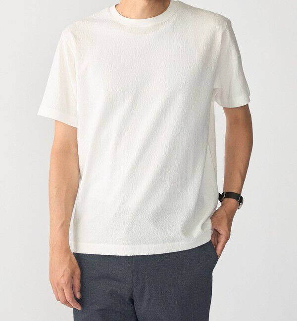 SHIPS「SHIPS:〈MADE IN JAPAN〉リンクス ジャカード Tシャツ」|Tシャツ・カットソー|ホワイト