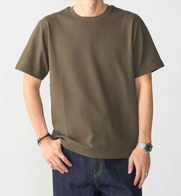 SHIPS「SHIPS:〈MADE IN JAPAN〉リンクス ジャカード Tシャツ」|Tシャツ・カットソー|オリーブ