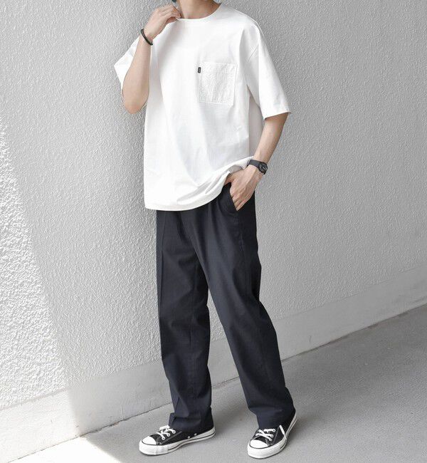 SHIPS any「【WEB限定】SHIPS any:〈撥水加工〉リラックス ナイロンポケット クルーネック Tシャツ◇」|Tシャツ・カットソー|