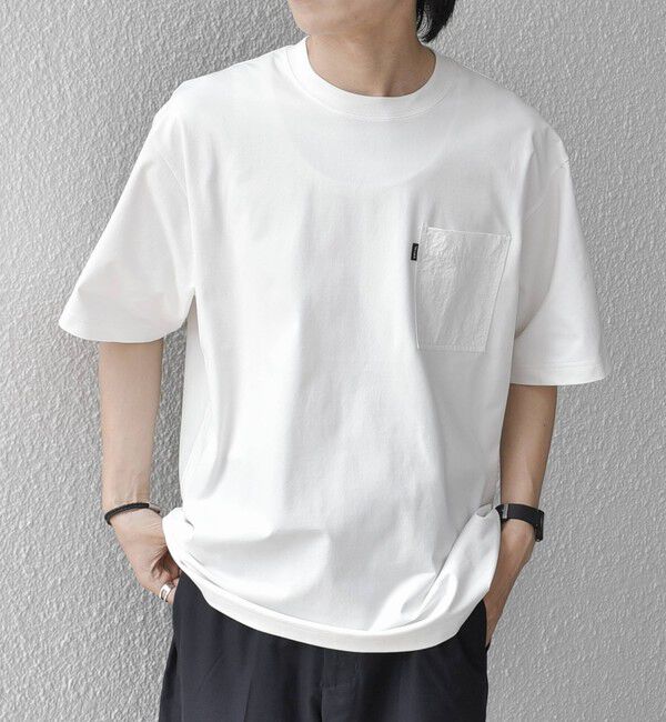 SHIPS any「【WEB限定】SHIPS any:〈撥水加工〉リラックス ナイロンポケット クルーネック Tシャツ◇」|Tシャツ・カットソー|