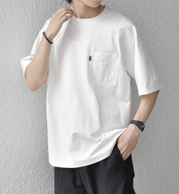 SHIPS any「【WEB限定】SHIPS any:〈撥水加工〉リラックス ナイロンポケット クルーネック Tシャツ◇」|Tシャツ・カットソー|