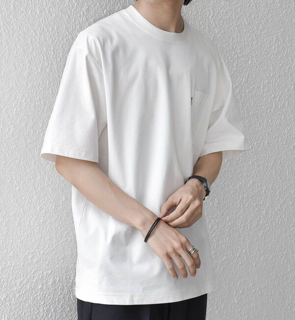SHIPS any「【WEB限定】SHIPS any:〈撥水加工〉リラックス ナイロンポケット クルーネック Tシャツ◇」|Tシャツ・カットソー|