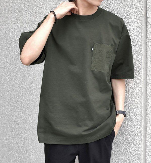 SHIPS any「【WEB限定】SHIPS any:〈撥水加工〉リラックス ナイロンポケット クルーネック Tシャツ◇」|Tシャツ・カットソー|