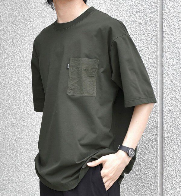 SHIPS any「【WEB限定】SHIPS any:〈撥水加工〉リラックス ナイロンポケット クルーネック Tシャツ◇」|Tシャツ・カットソー|