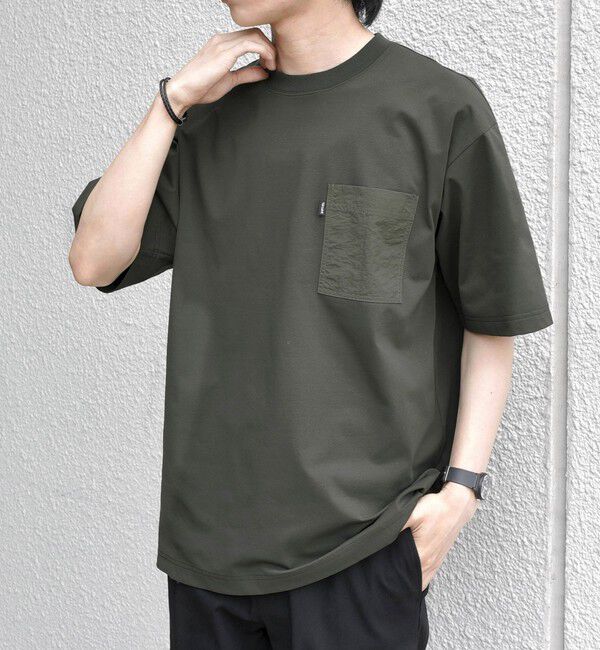 SHIPS any「【WEB限定】SHIPS any:〈撥水加工〉リラックス ナイロンポケット クルーネック Tシャツ◇」|Tシャツ・カットソー|