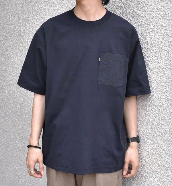 SHIPS any「【WEB限定】SHIPS any:〈撥水加工〉リラックス ナイロンポケット クルーネック Tシャツ◇」|Tシャツ・カットソー|