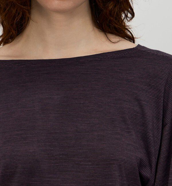 BACCA「ストライプジャージー ドレープボートネックプルオーバー」|Tシャツ・カットソー|