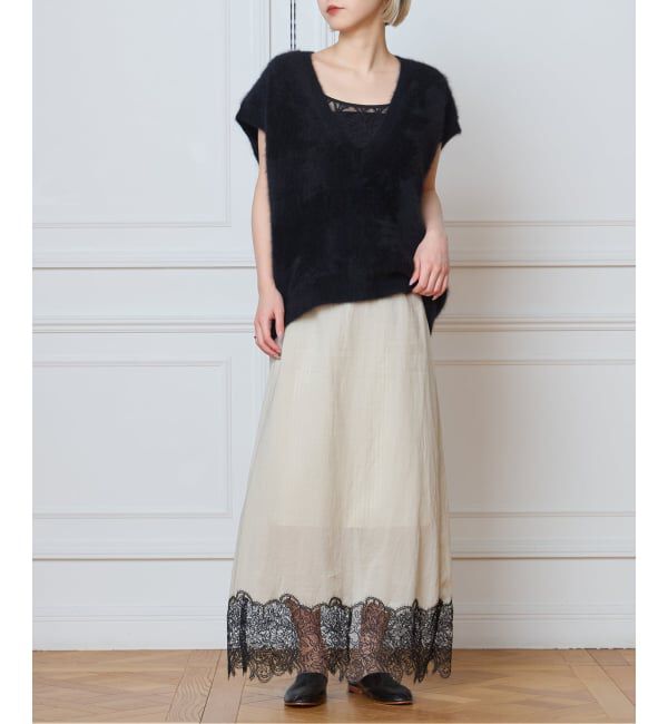 IENA LA BOUCLE「IENA LA BOUCLE シアーレースコンビスカート」|スカート|