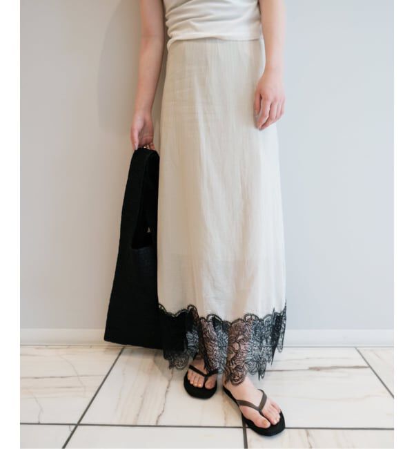IENA LA BOUCLE「IENA LA BOUCLE シアーレースコンビスカート」|スカート|