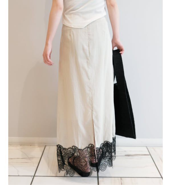 IENA LA BOUCLE「IENA LA BOUCLE シアーレースコンビスカート」|スカート|