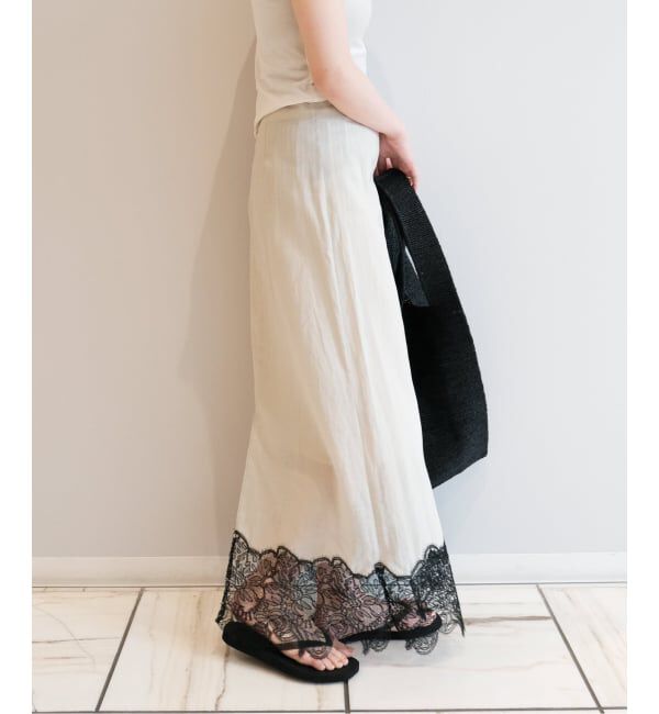 IENA LA BOUCLE「IENA LA BOUCLE シアーレースコンビスカート」|スカート|