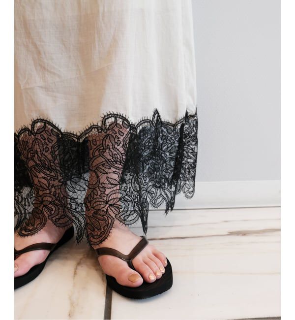 IENA LA BOUCLE「IENA LA BOUCLE シアーレースコンビスカート」|スカート|