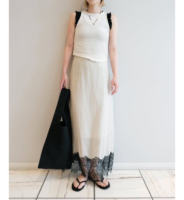 IENA LA BOUCLE「IENA LA BOUCLE シアーレースコンビスカート」|スカート|