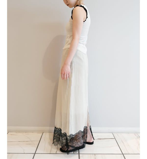 IENA LA BOUCLE「IENA LA BOUCLE シアーレースコンビスカート」|スカート|