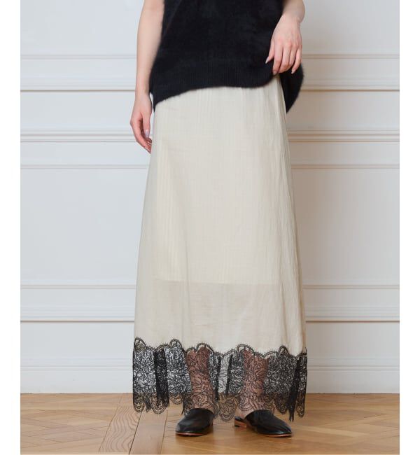 IENA LA BOUCLE「IENA LA BOUCLE シアーレースコンビスカート」|スカート|
