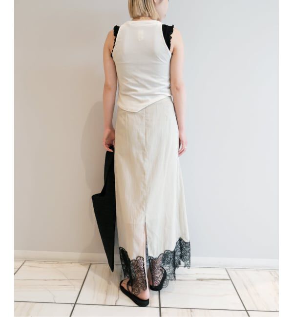 IENA LA BOUCLE「IENA LA BOUCLE シアーレースコンビスカート」|スカート|