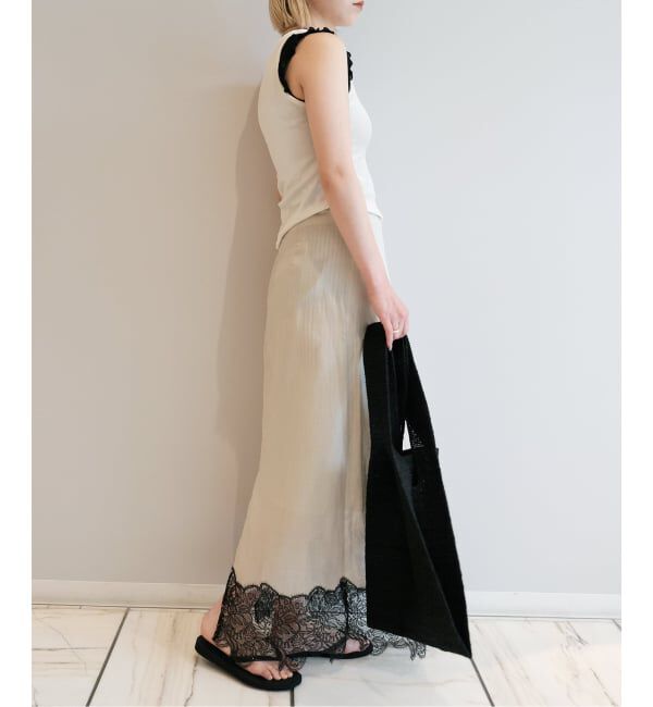 IENA LA BOUCLE「IENA LA BOUCLE シアーレースコンビスカート」|スカート|