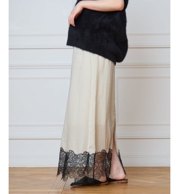 IENA LA BOUCLE「IENA LA BOUCLE シアーレースコンビスカート」|スカート|