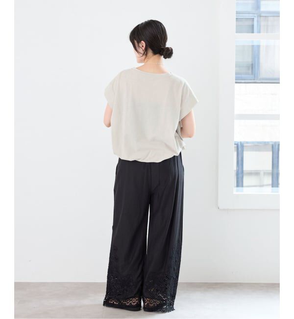 IENA「《追加/接触冷感》フレンチタックスリーブ ドロストTシャツ」|Tシャツ・カットソー|