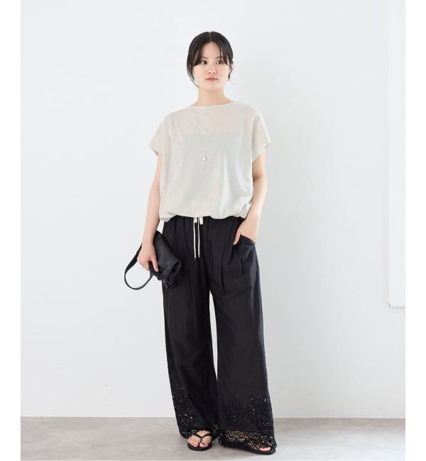 IENA「《追加/接触冷感》フレンチタックスリーブ ドロストTシャツ」|Tシャツ・カットソー|