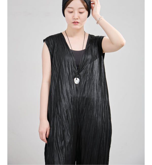IENA「5-knot/ファイブノット CRINKLE-FIN SALOPETTE  サロペット 5KIE-CRCL-0001」|オールインワン|ブラック