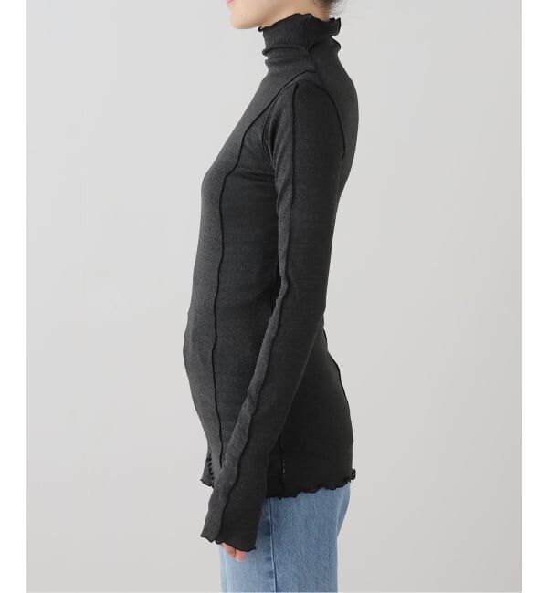 IENA LA BOUCLE「HAKUJI ハクジ Shiny rib ハイネックプルオーバー H232642」|Tシャツ・カットソー|