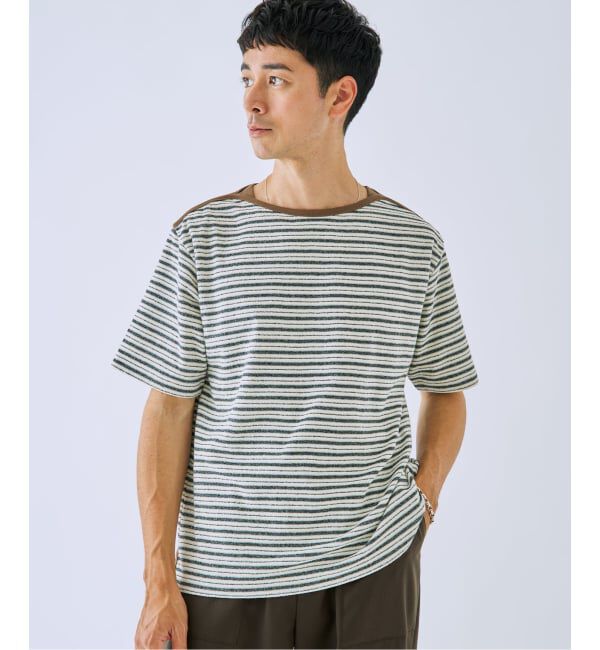 EDIFICE「パイル ボーダー ボートネック」|Tシャツ・カットソー|