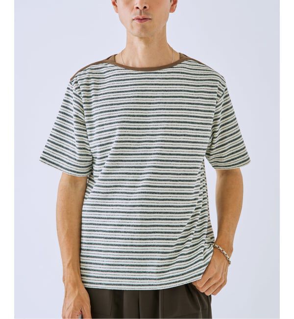EDIFICE「パイル ボーダー ボートネック」|Tシャツ・カットソー|ホワイト