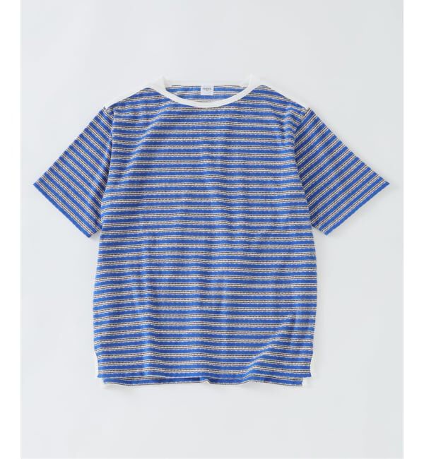 EDIFICE「パイル ボーダー ボートネック」|Tシャツ・カットソー|ブルー