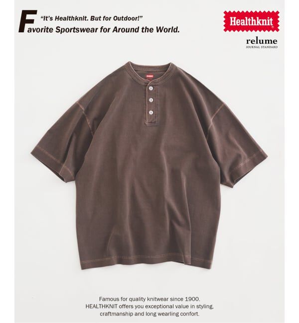 JOURNAL STANDARD relume「Healthknit / ヘルスニット 別注 ヘンリーネックTシャツ」|Tシャツ・カットソー|ブラウン