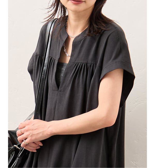 JOURNAL STANDARD「麻混ギャザーワンピース」|ワンピース|