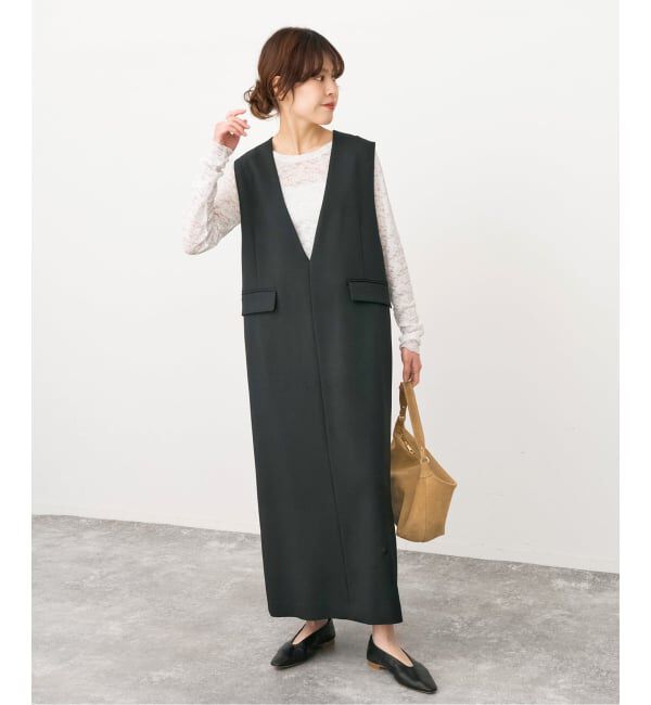 Spick and Span「《WEB限定 / 追加予約》ダブルクロスVネックワンピース」|ワンピース|