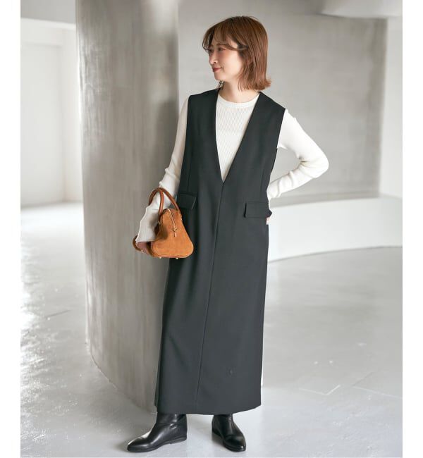Spick and Span「《WEB限定 / 追加予約》ダブルクロスVネックワンピース」|ワンピース|