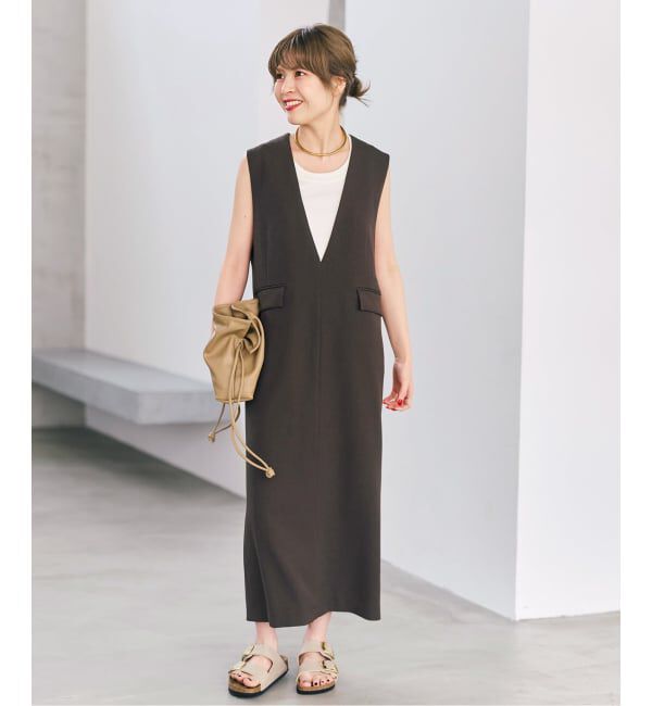 Spick and Span「《WEB限定 / 追加予約》ダブルクロスVネックワンピース」|ワンピース|