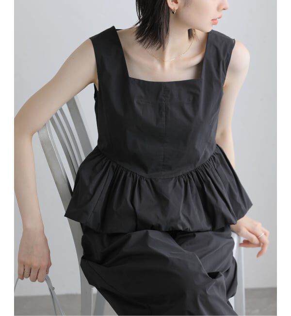  「【洗える】コットンミックス ペプラムブラウス」|シャツ・ブラウス|