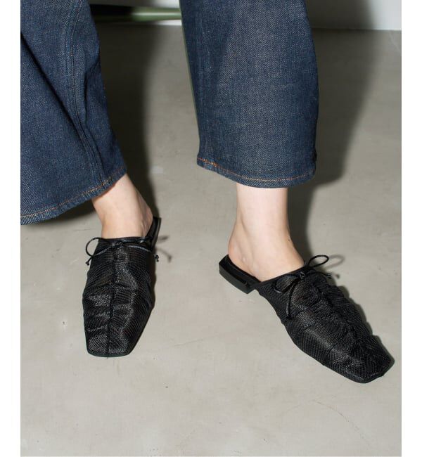 GRISE「《WEB+一部店舗限定》GRISEスクエアギャザーメッシュミュール」|その他|ブラック