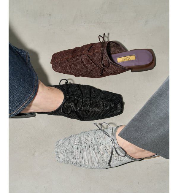GRISE「《WEB+一部店舗限定》GRISEスクエアギャザーメッシュミュール」|その他|