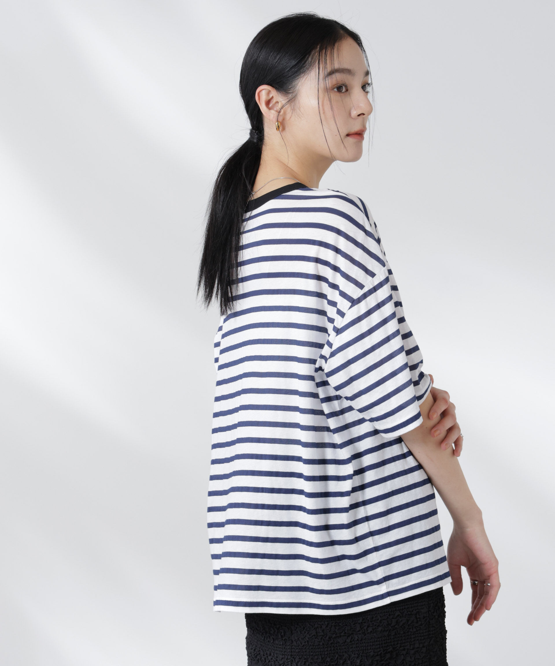 nano･universe「ボーダーシアーコットンTシャツ」|Tシャツ・カットソー|