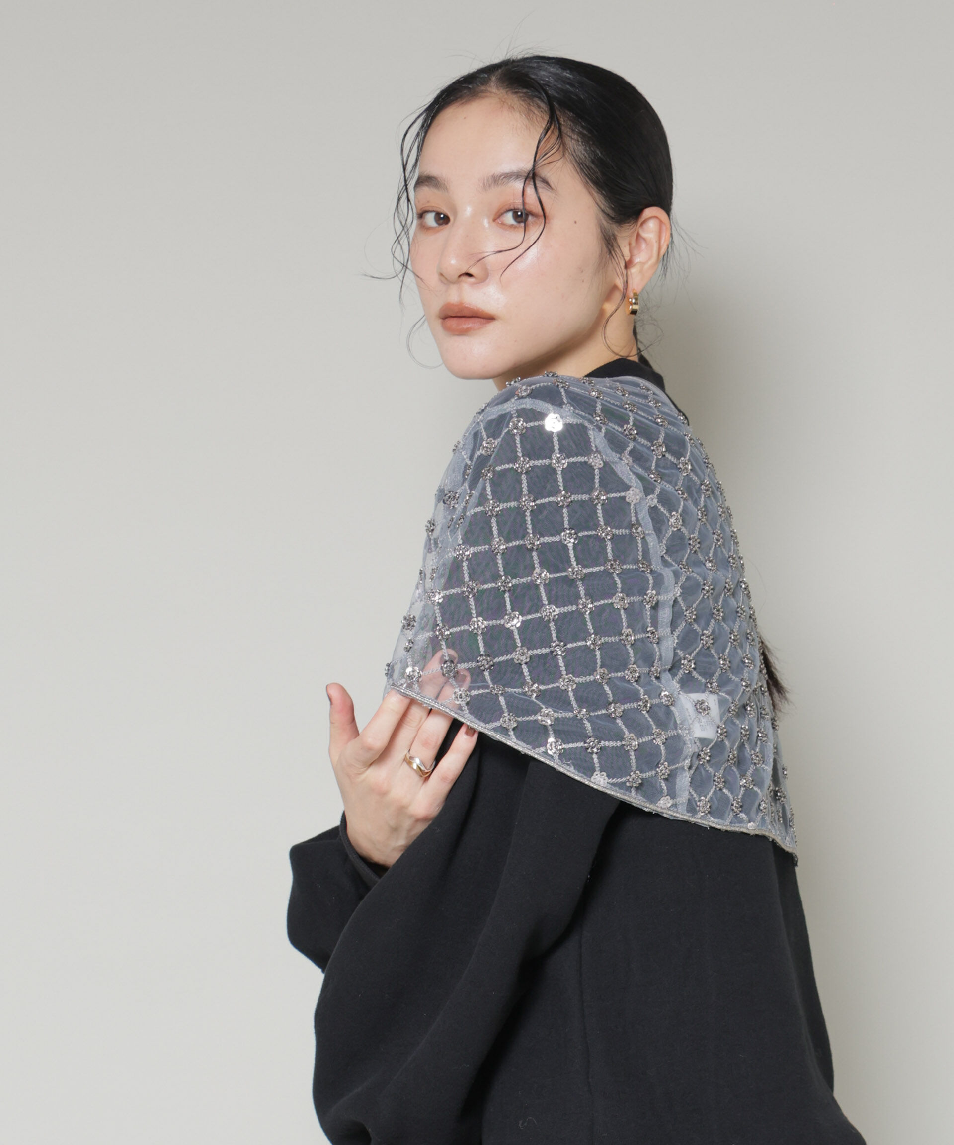 NANO universe「スパンコールビーズ刺繍ボレロストール」|シャツ・ブラウス|