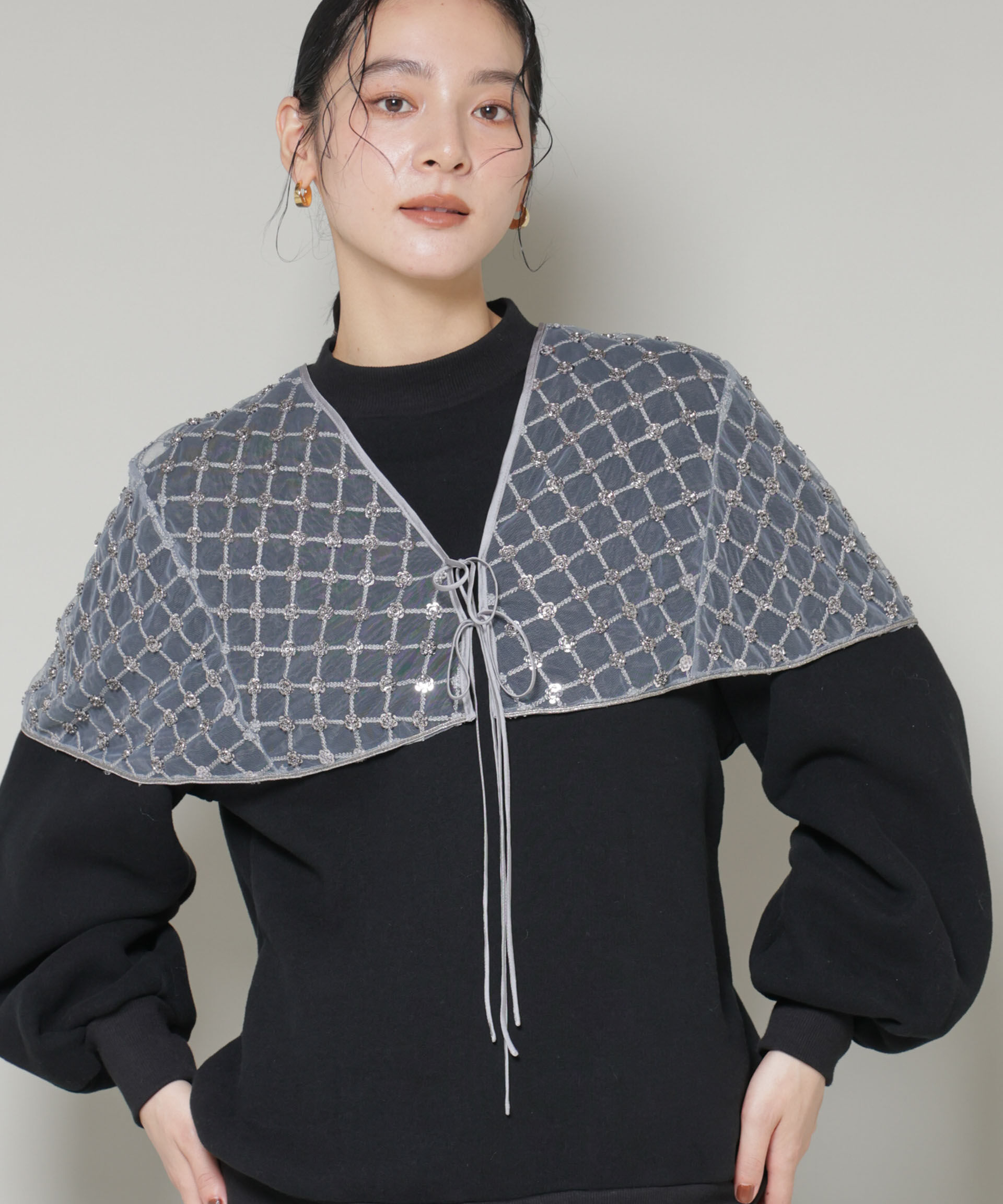 NANO universe「スパンコールビーズ刺繍ボレロストール」|シャツ・ブラウス|