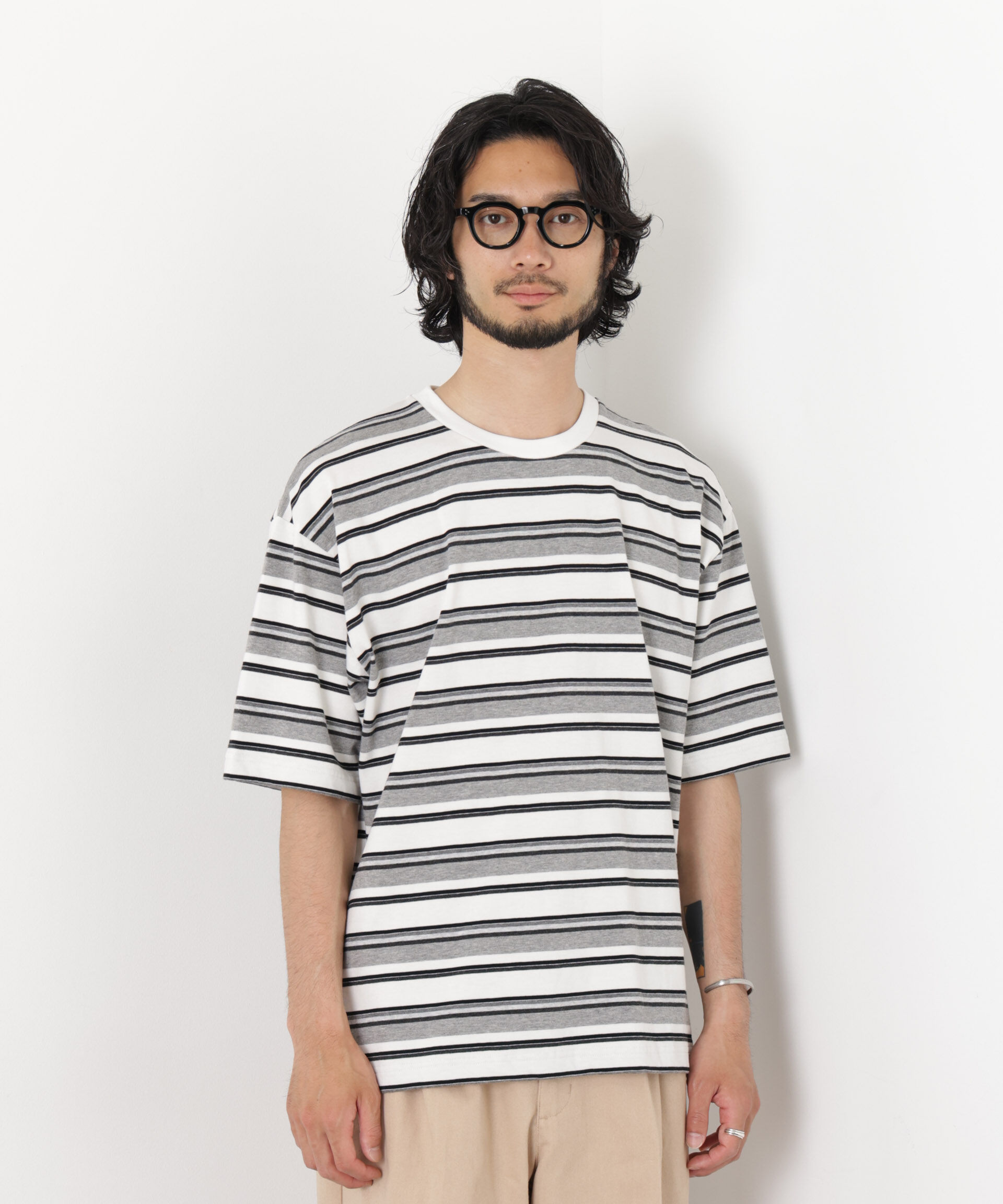 nano･universe「コーマコットンランダムボーダーTシャツ」|Tシャツ・カットソー|