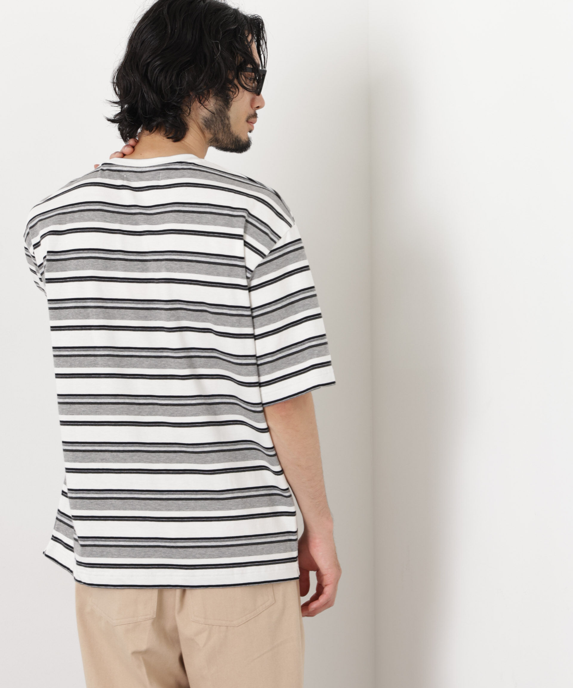 nano･universe「コーマコットンランダムボーダーTシャツ」|Tシャツ・カットソー|