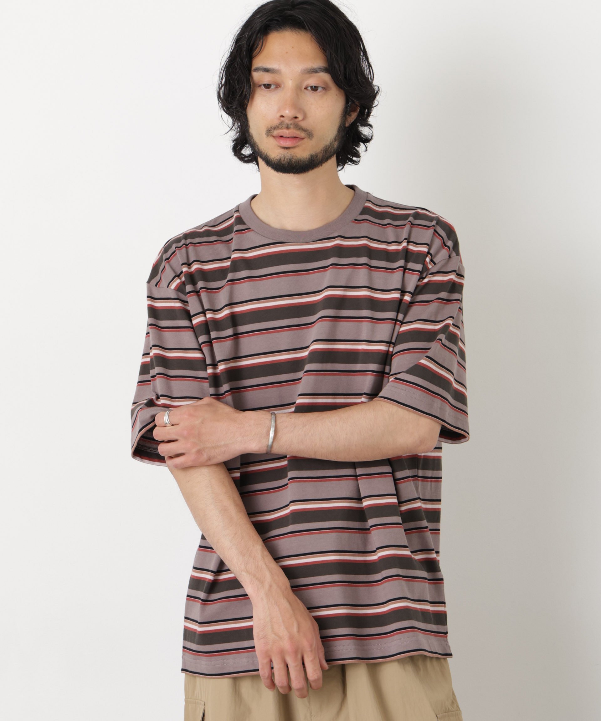 nano･universe「コーマコットンランダムボーダーTシャツ」|Tシャツ・カットソー|