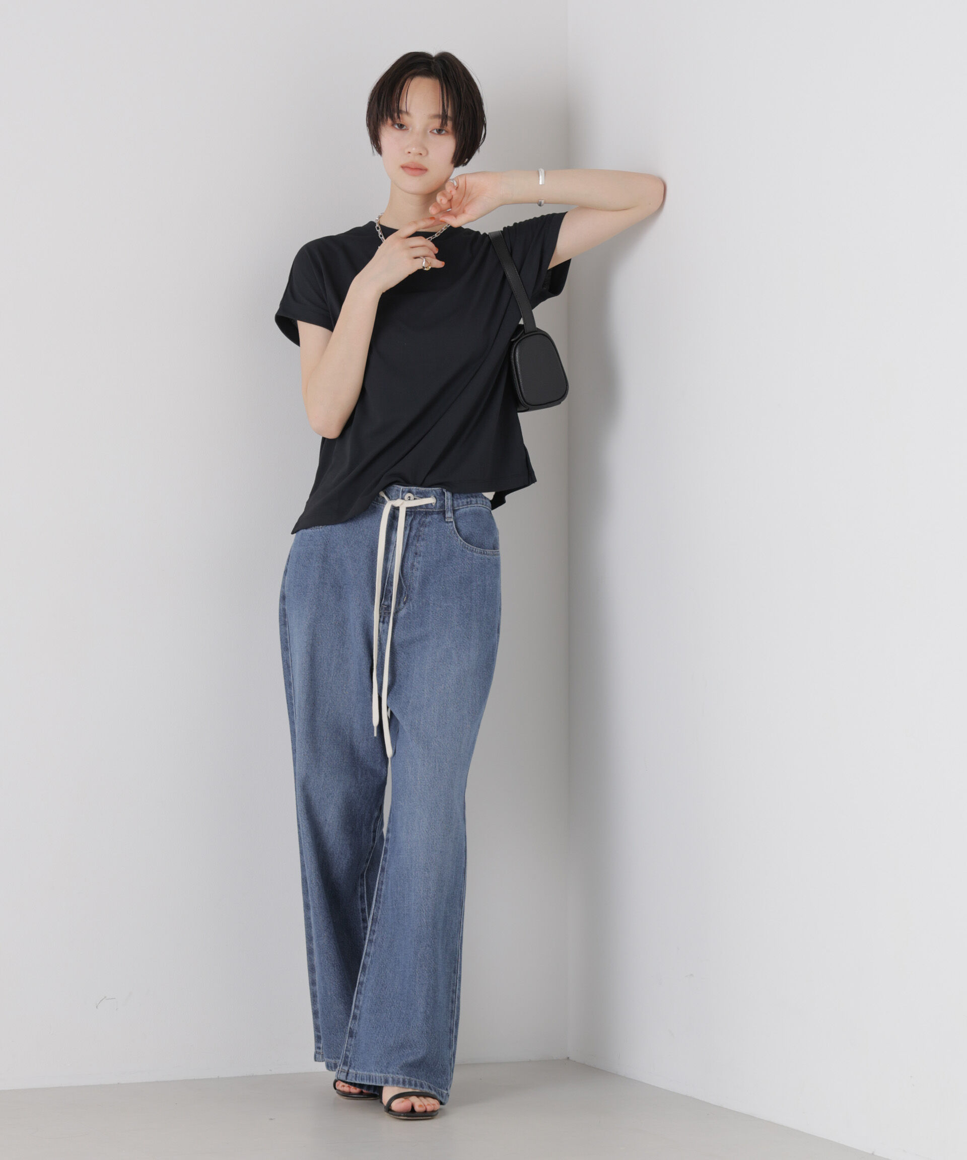 NANO universe「汗隠糸加工&多彩機能カットソー素材 ドルマンフレンチトップス」|Tシャツ・カットソー|