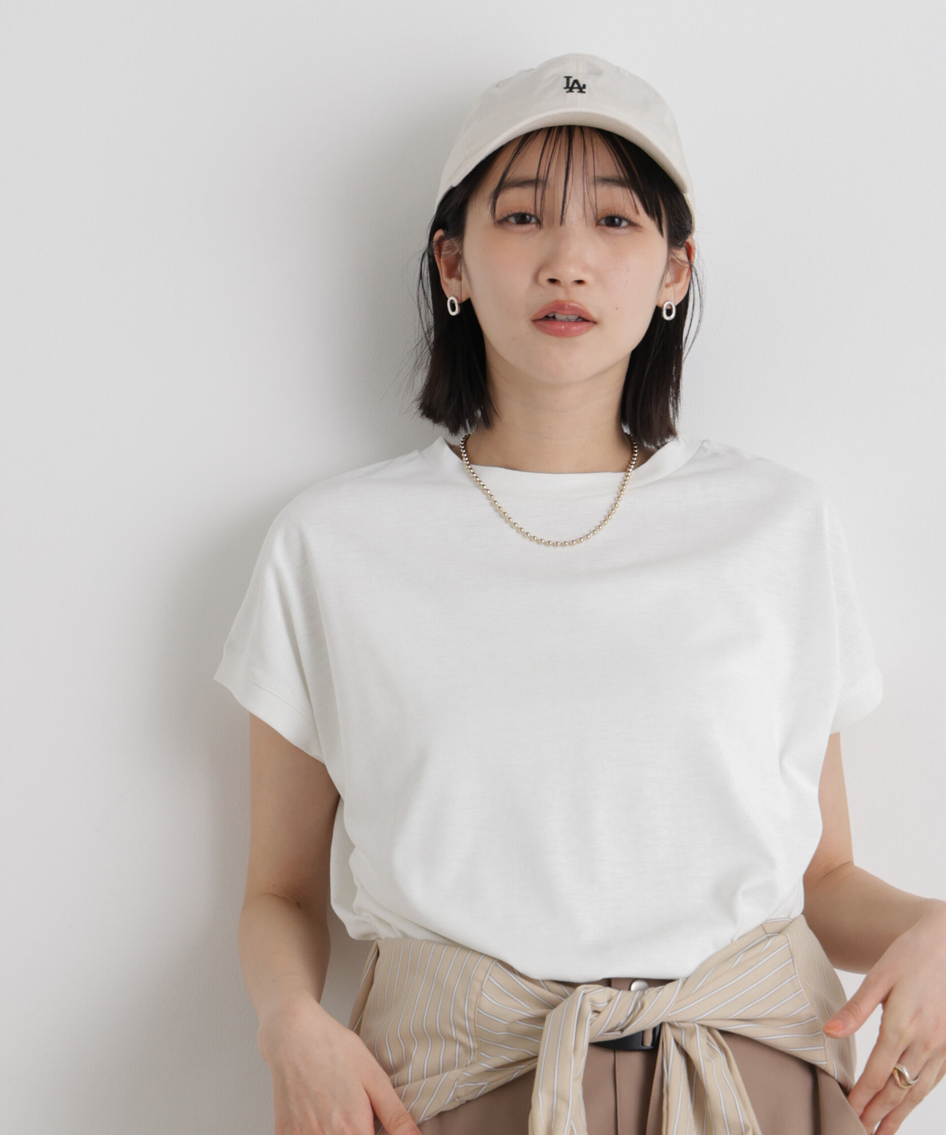 NANO universe「汗隠糸加工&多彩機能カットソー素材 ドルマンフレンチトップス」|Tシャツ・カットソー|