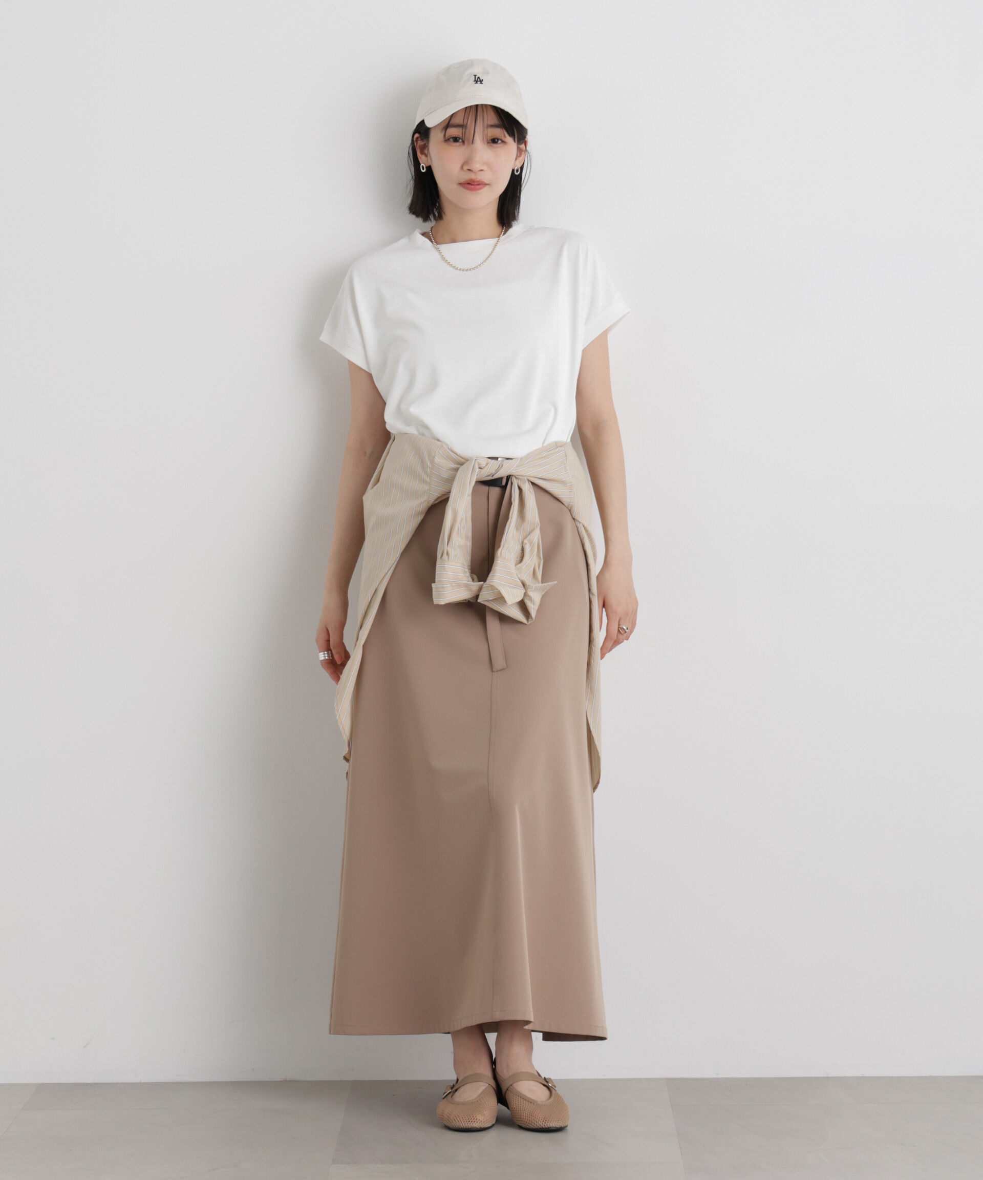 NANO universe「汗隠糸加工&多彩機能カットソー素材 ドルマンフレンチトップス」|Tシャツ・カットソー|
