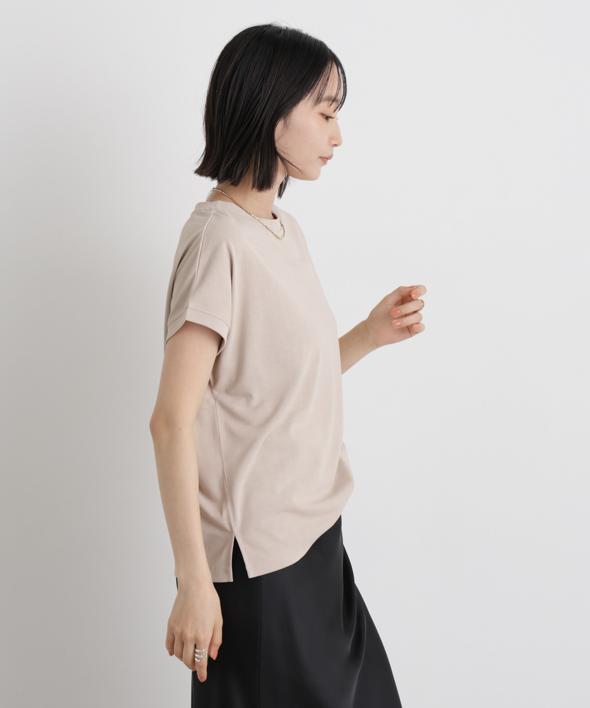 NANO universe「汗隠糸加工&多彩機能カットソー素材 ドルマンフレンチトップス」|Tシャツ・カットソー|