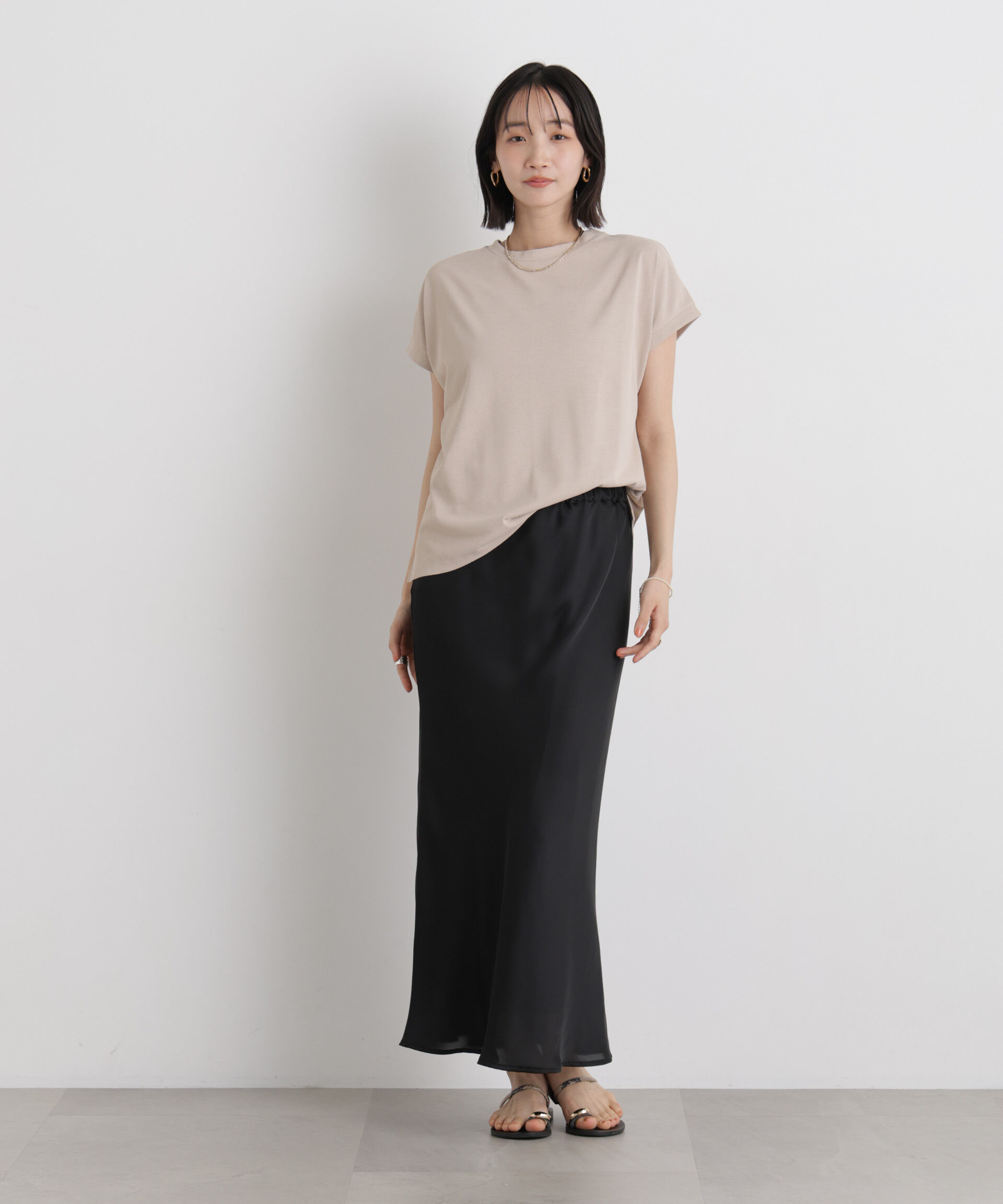 NANO universe「汗隠糸加工&多彩機能カットソー素材 ドルマンフレンチトップス」|Tシャツ・カットソー|